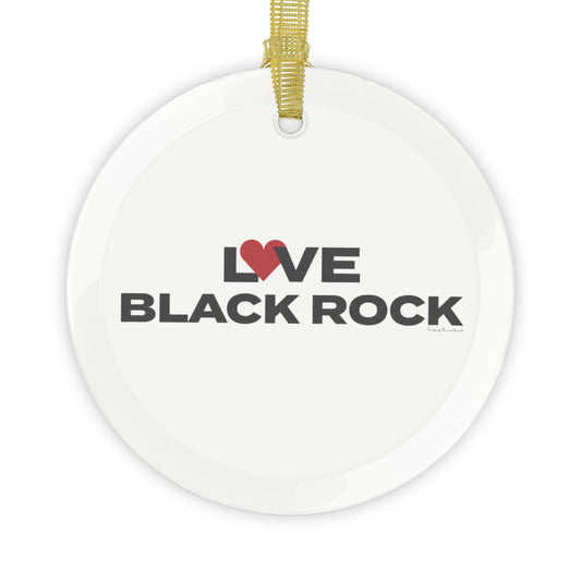 Love Black Rock Glass Ornaments