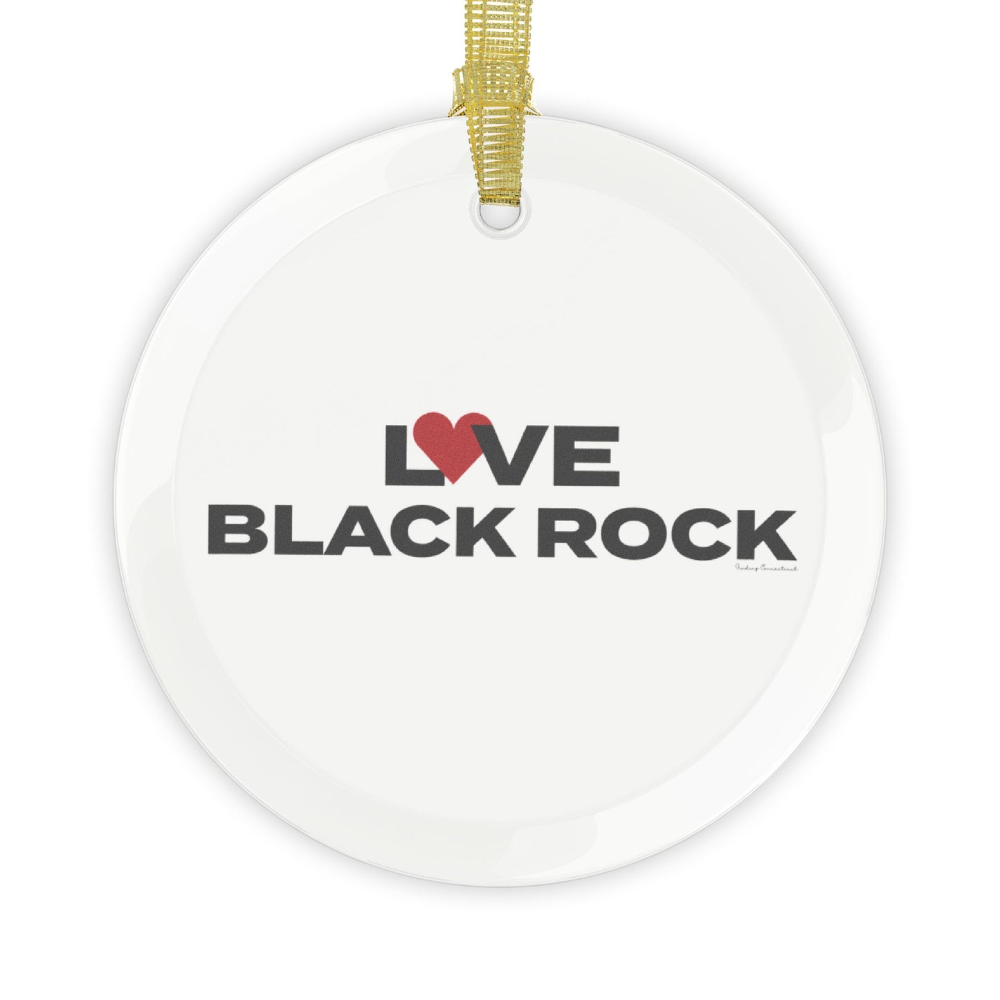Love Black Rock Glass Ornaments