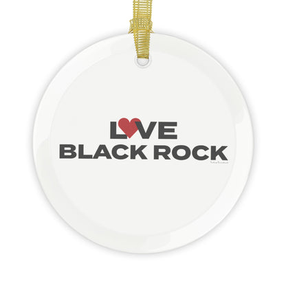 Love Black Rock Glass Ornaments