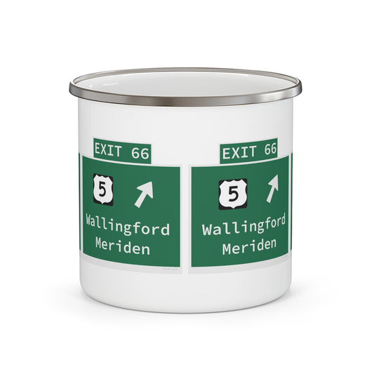 Vintage WCP Exit 66 Sign Enamel Camping Mug