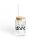 I Heart Stamford. Glass Can with Straw and Lid, 16oz