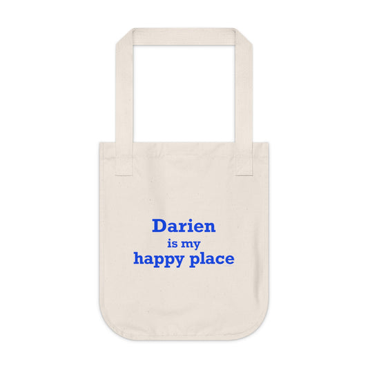 Darien Is My Happy Place Organic Canvas Tote Bag