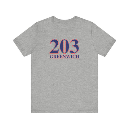203 Greenwich Red, White & Blue Unisex Jersey Short Sleeve T-Shirt