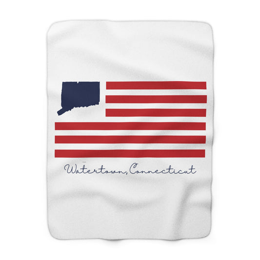 Watertown  Connecticut Flag Sherpa Fleece Blanket