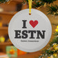 I Heart ESTN Glass Ornaments