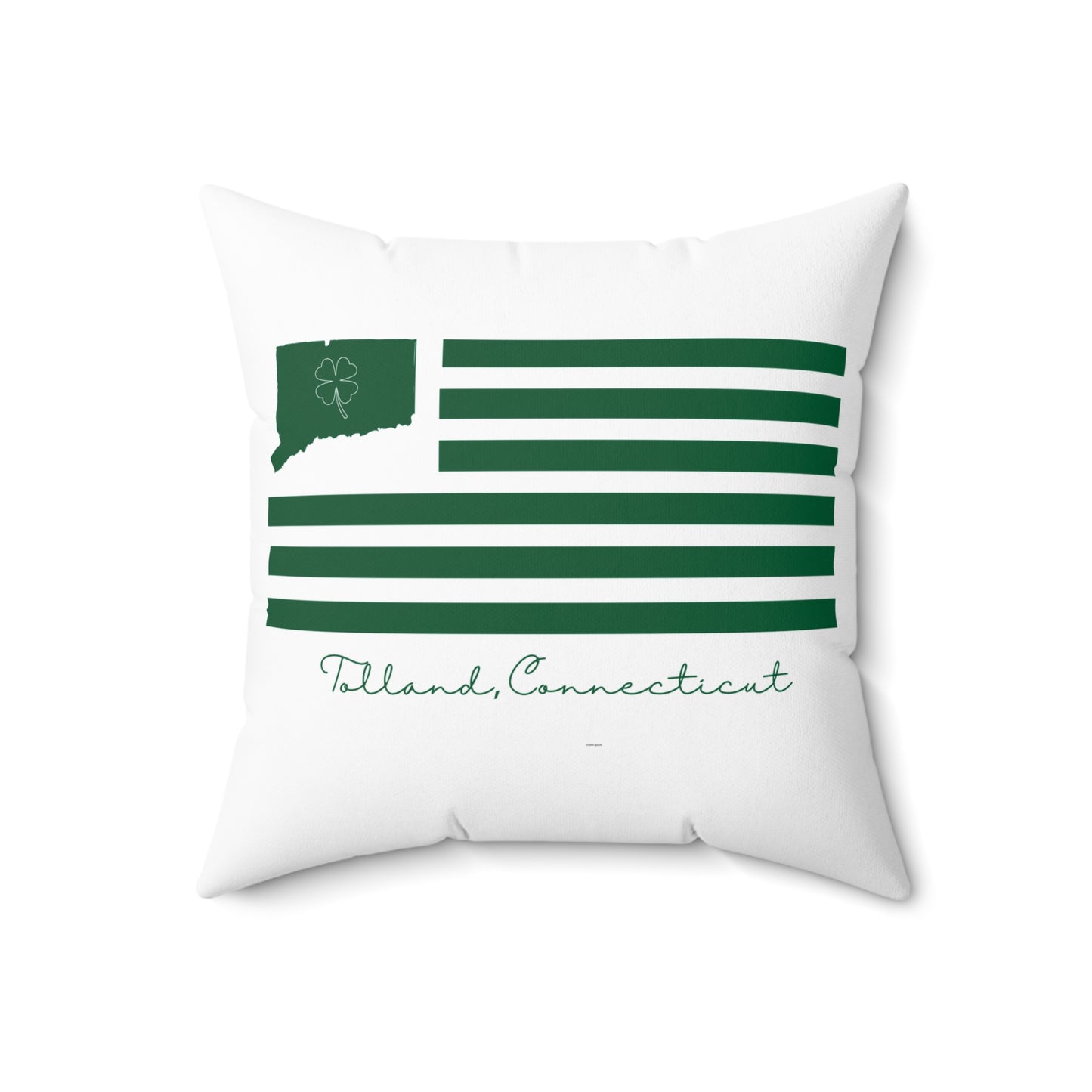 Tolland Connecticut St. Patrick’s Day Flag Spun Polyester Square Pillow