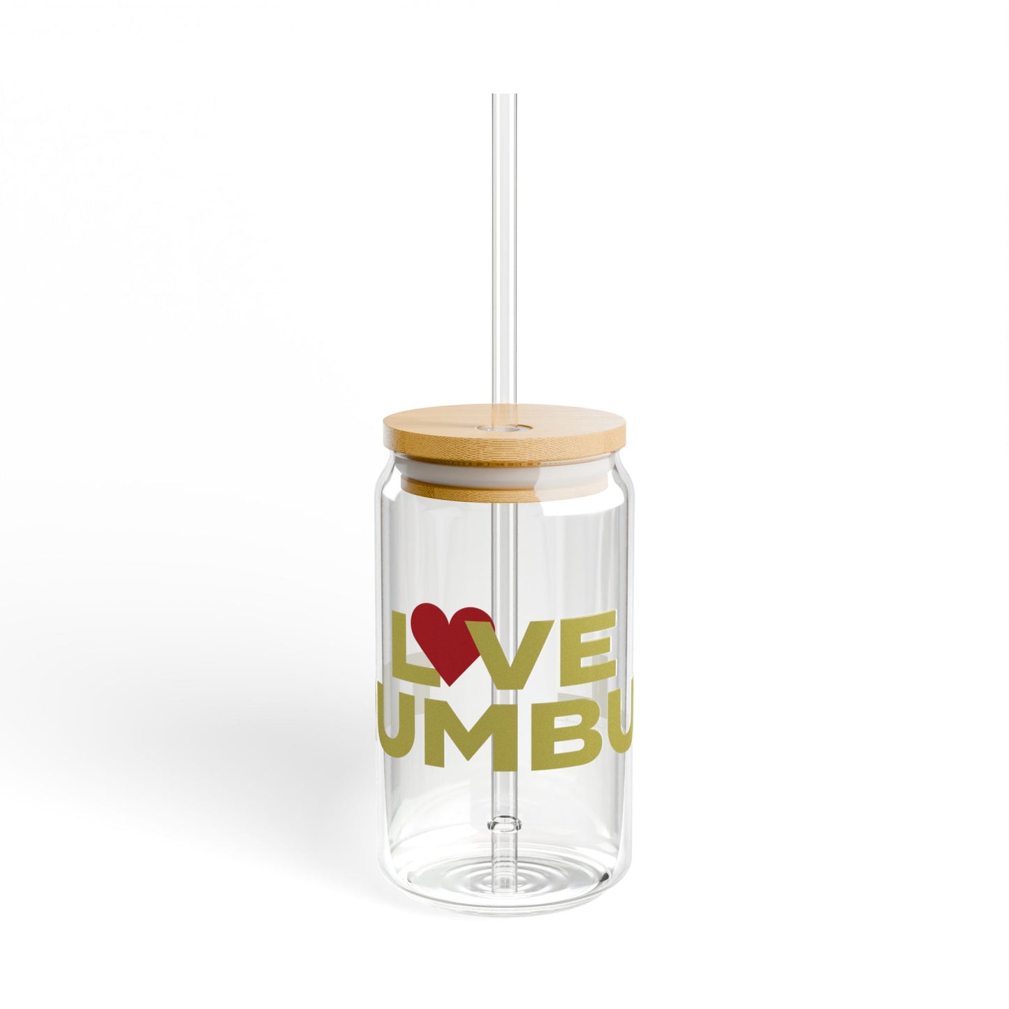 Love Trumbull Glass Can with Straw and Lid, 16oz
