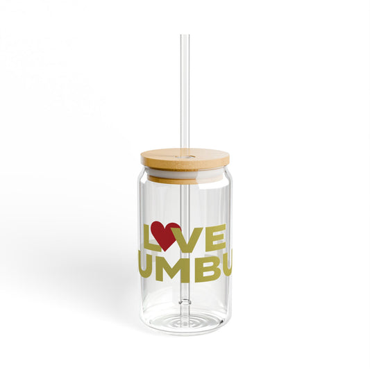 Love Trumbull Glass Can with Straw and Lid, 16oz