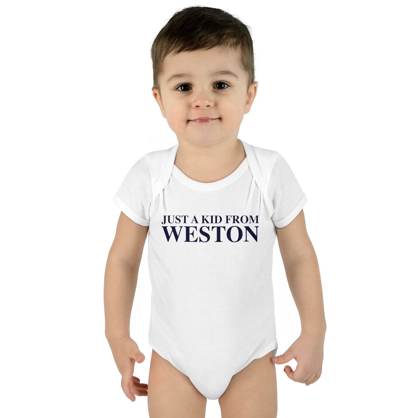 Just a kid from Weston Infant Baby Rib Bodysuit