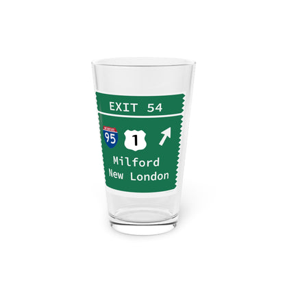 Vintage Merritt Parkway Exit 54 Sign Pint Glass, 16oz