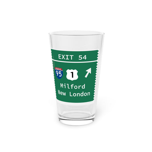 Vintage Merritt Parkway Exit 54 Sign Pint Glass, 16oz