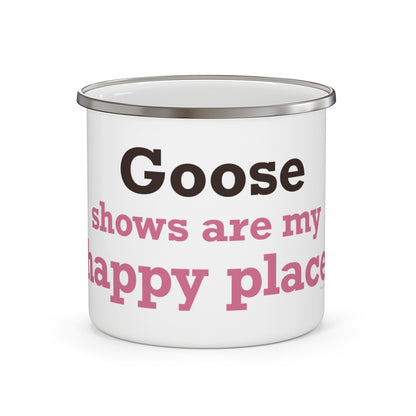 Goose Shows Are My Happy Place - Pink & Espresso Enamel Camping Mug