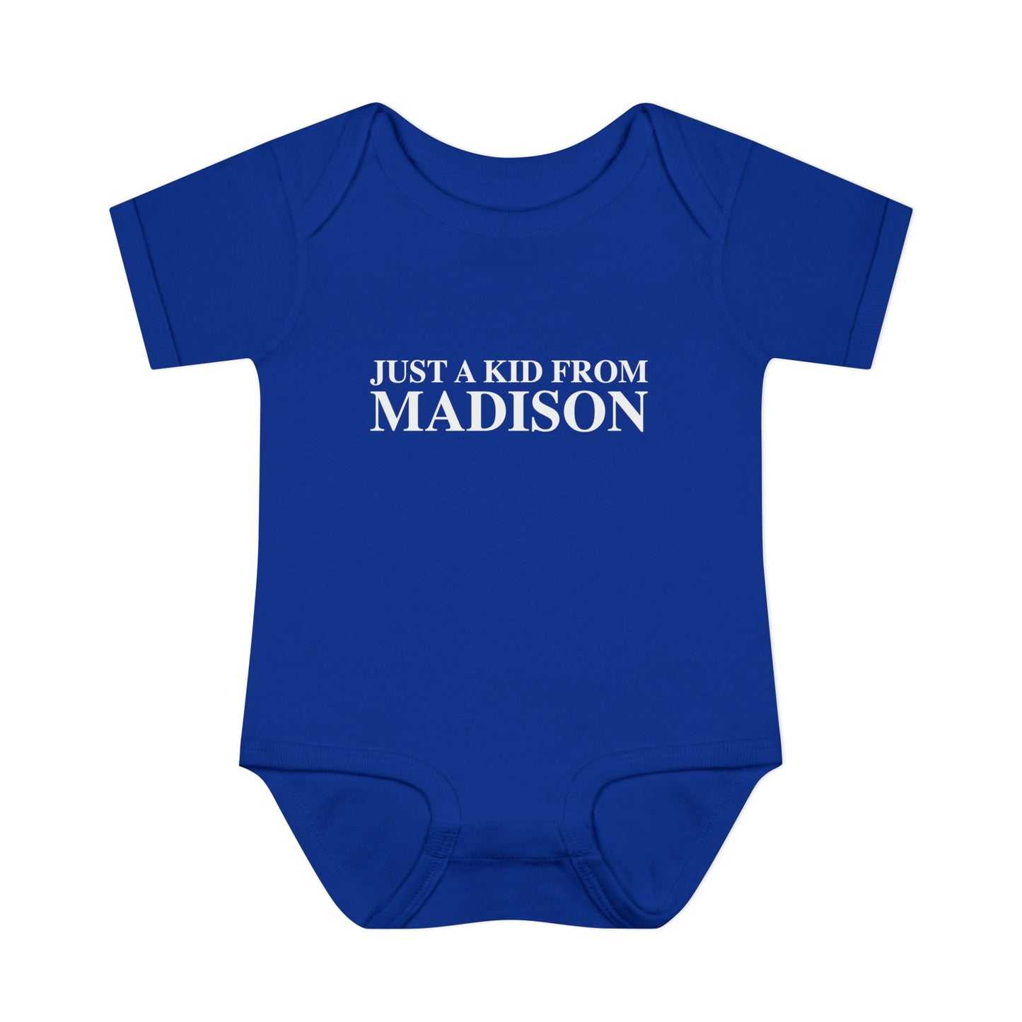 Just a kid from Madison Infant Baby Rib Bodysuit