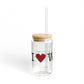I Heart Wilton. Glass Can with Straw and Lid, 16oz