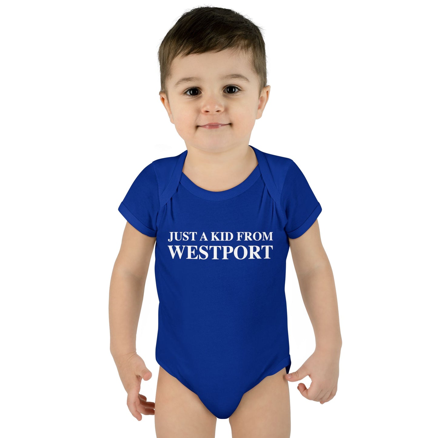 Just a kid from Westport Infant Baby Rib Bodysuit