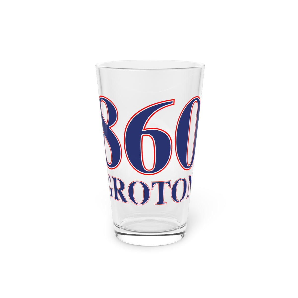 860 Groton Red, White & Blue Pint Glass, 16oz