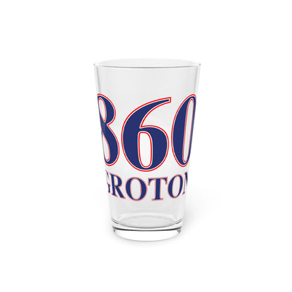 860 Groton Red, White & Blue Pint Glass, 16oz