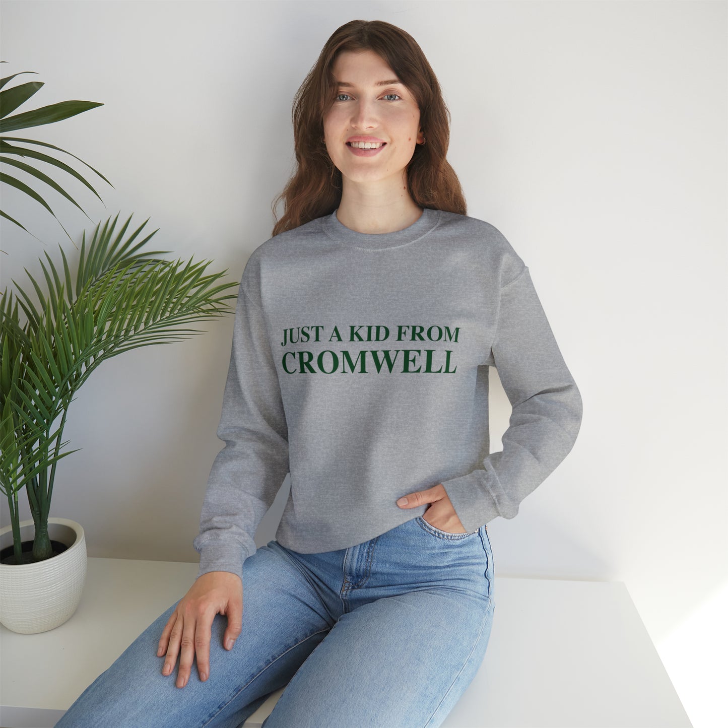 Just a kid from Cromwell Unisex Heavy Blend™ Crewneck Sweatshirt (green)