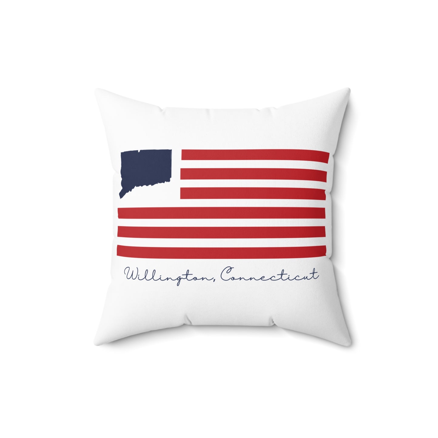 Willington Connecticut Flag Spun Polyester Square Pillow