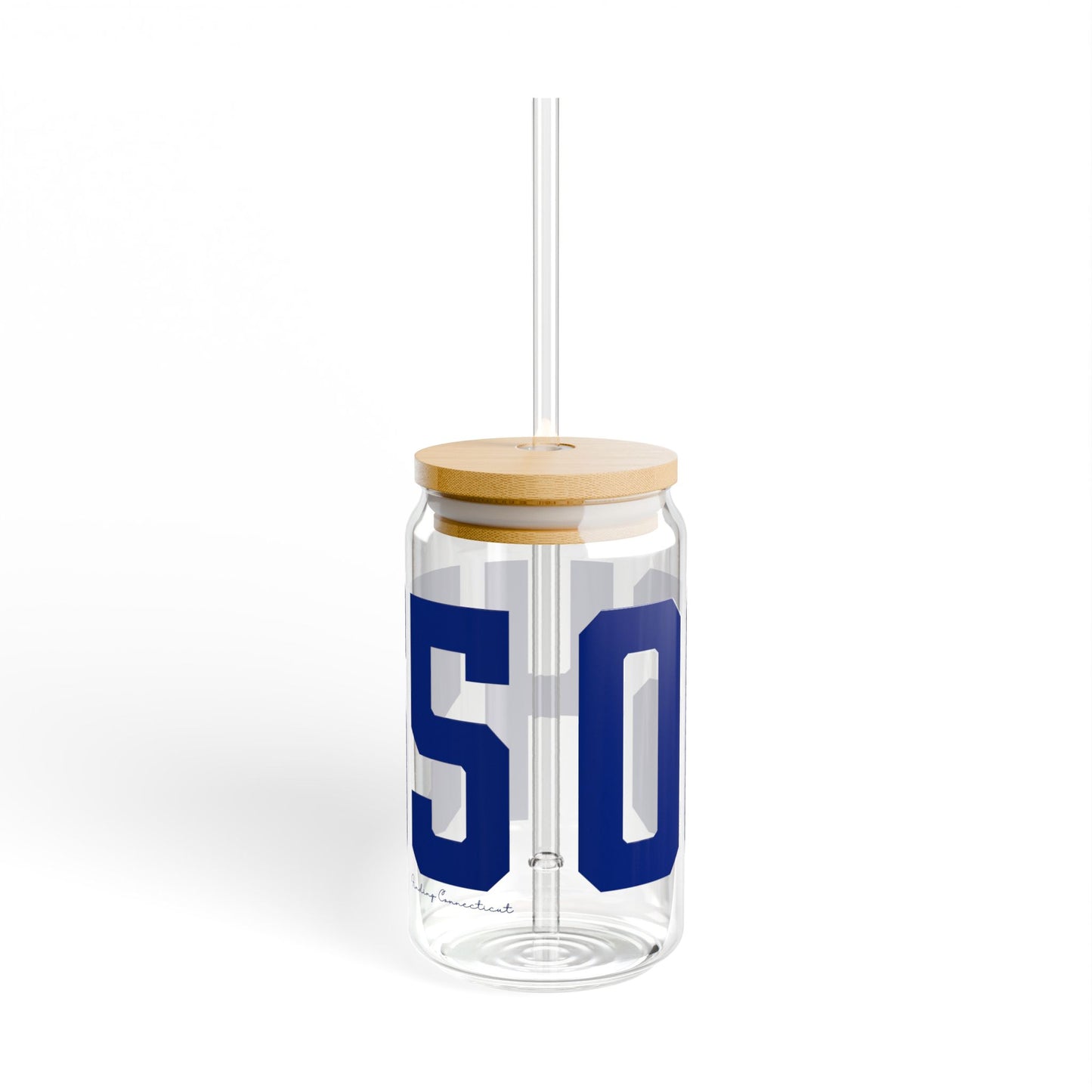 06455 Middlefield Connecticut Zip Code Glass Can with Straw and Lid, 16oz