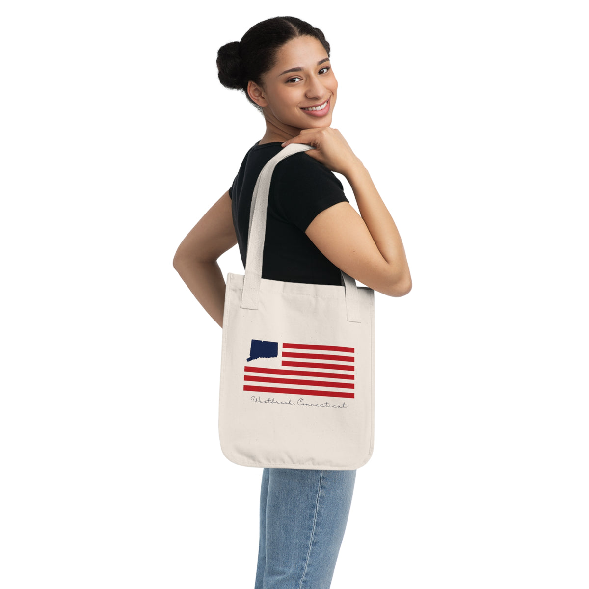Westbrook Connecticut Flag Organic Canvas Tote Bag