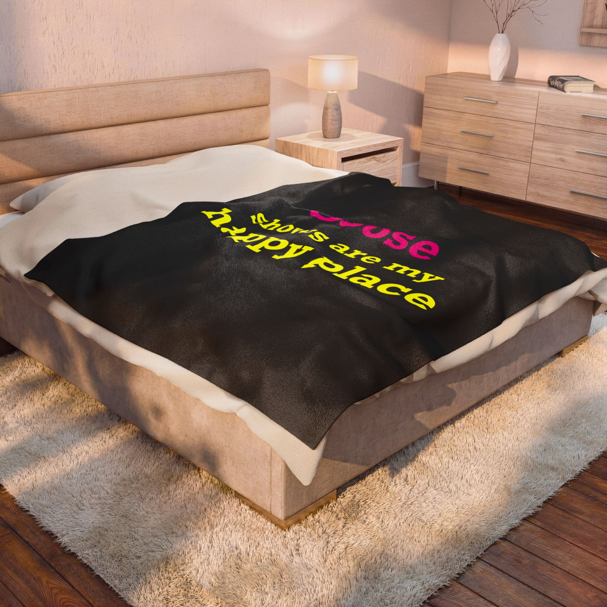 Goose Shows Are My Happy Place  - Yellow & Pink Velveteen Plush Blanket