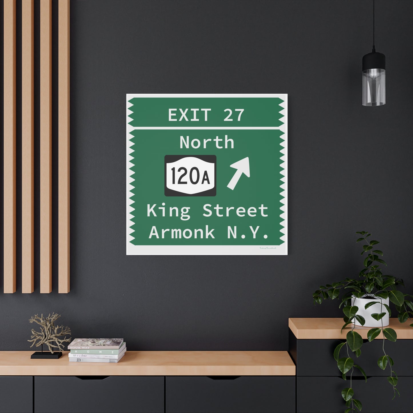 Vintage Merritt Parkway Exit 27 Sign Matte Canvas, Stretched, 1.25"