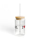 I Heart Connecticut. Glass Can with Straw and Lid, 16oz