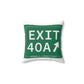 Vintage Exit 40A Merritt Parkway Sign Spun Polyester Square Pillow