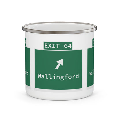 Vintage WCP Exit 64 Sign Enamel Camping Mug