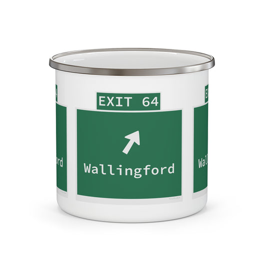 Vintage WCP Exit 64 Sign Enamel Camping Mug