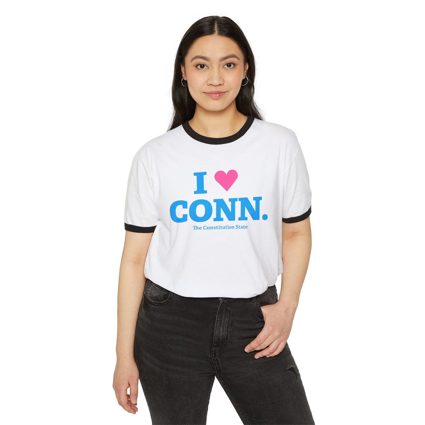 I Heart CONN. Unisex Cotton Ringer T-Shirt