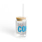 Connecticut Love Glass Can with Straw and Lid, 16oz