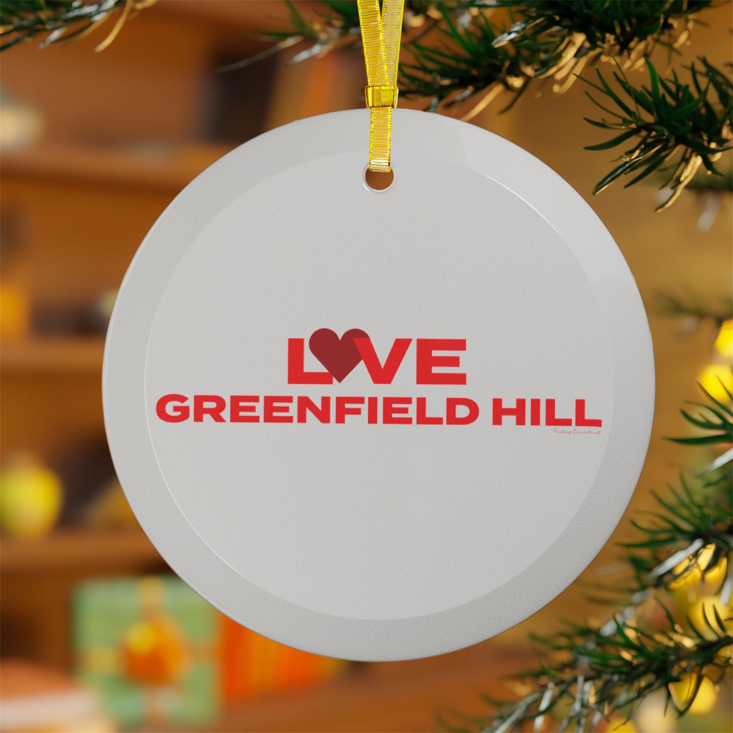 Love Greenfield Hill Glass Ornaments
