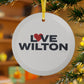 Love Wilton Glass Ornaments