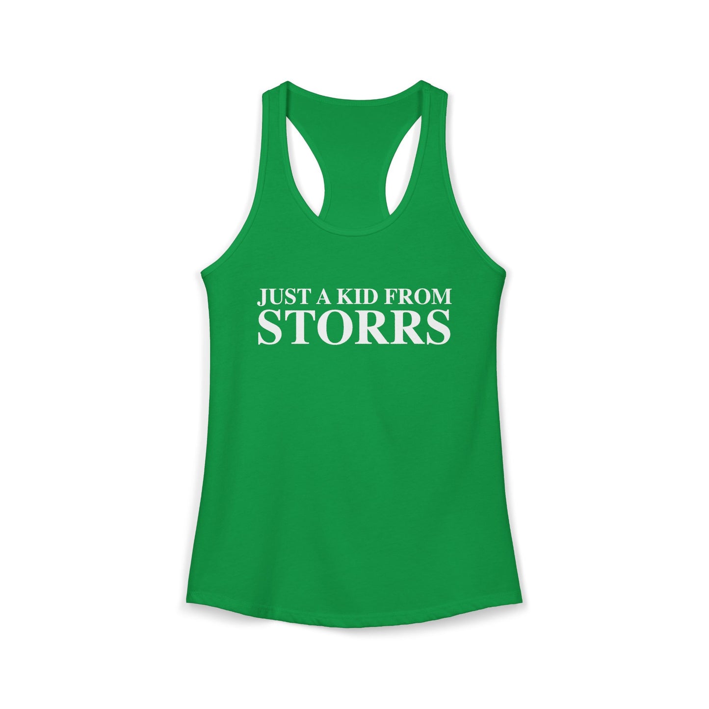 Just a kid from Storrs Women's Ideal Racerback Tank Top