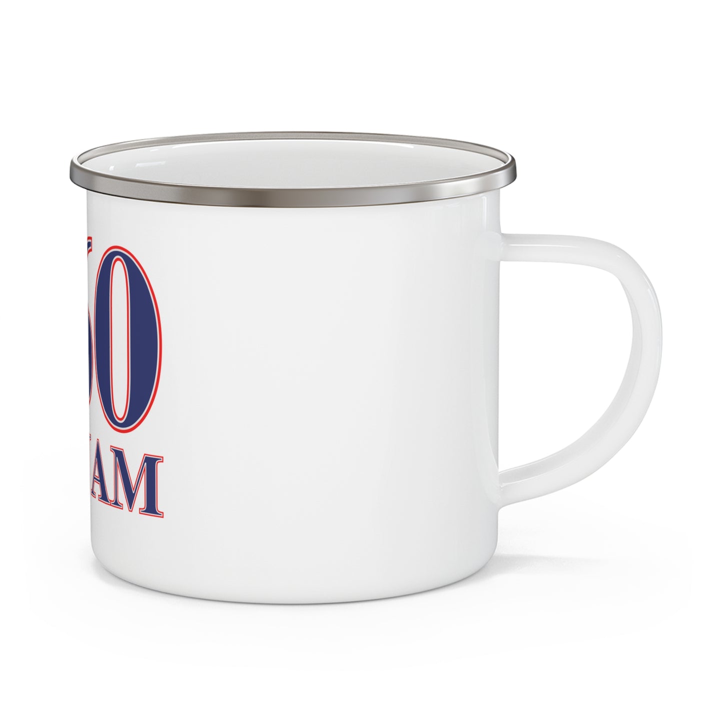 860 Putnam Red, White & Blue Enamel Camping Mug