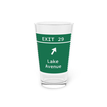 Vintage Merritt Parkway Exit 29 Sign Pint Glass, 16oz