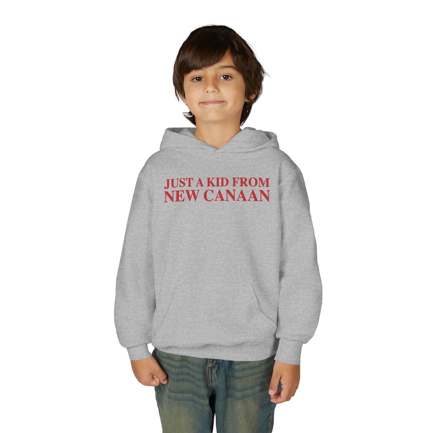 Just a kid from New Canaan Youth Heavy Blend Hooded Sweatshirt