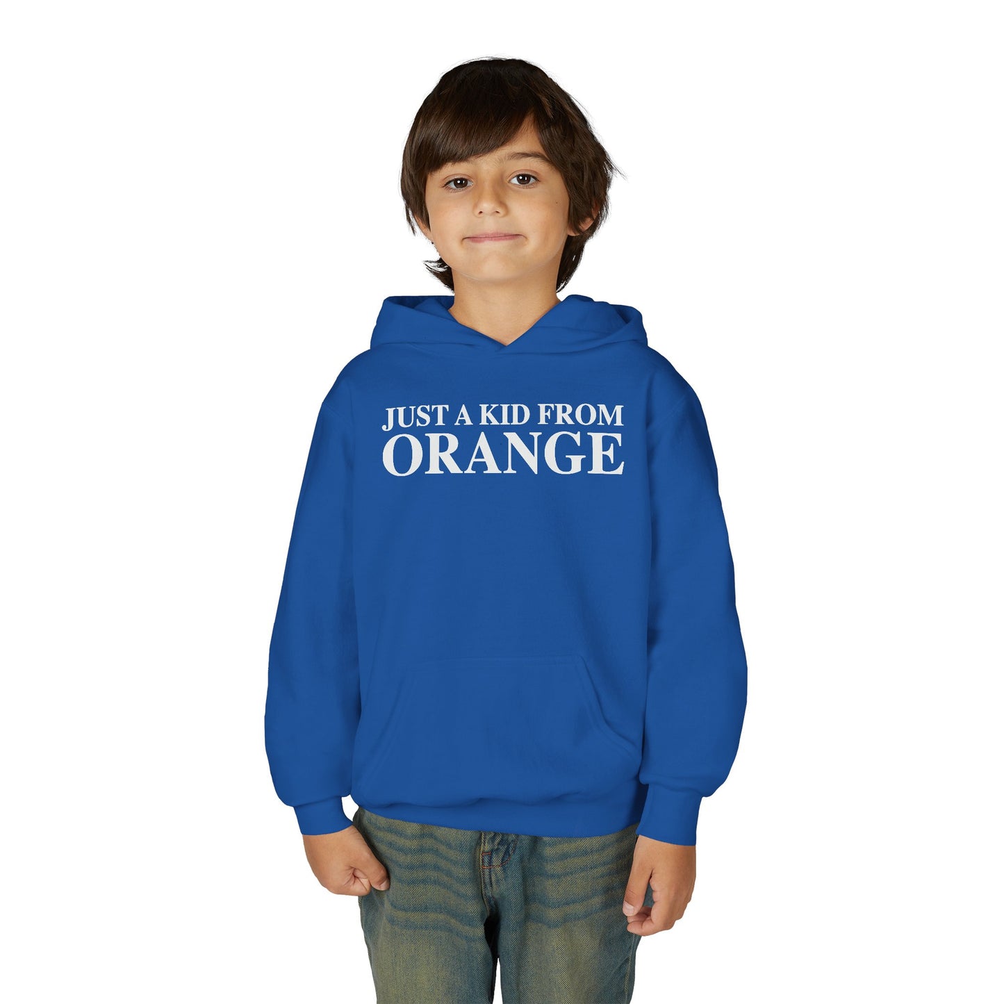 Just a kid from Orange Youth Heavy Blend Hooded Sweatshirt