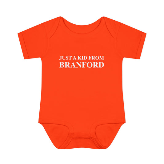 Just a kid from Branford Infant Baby Rib Bodysuit