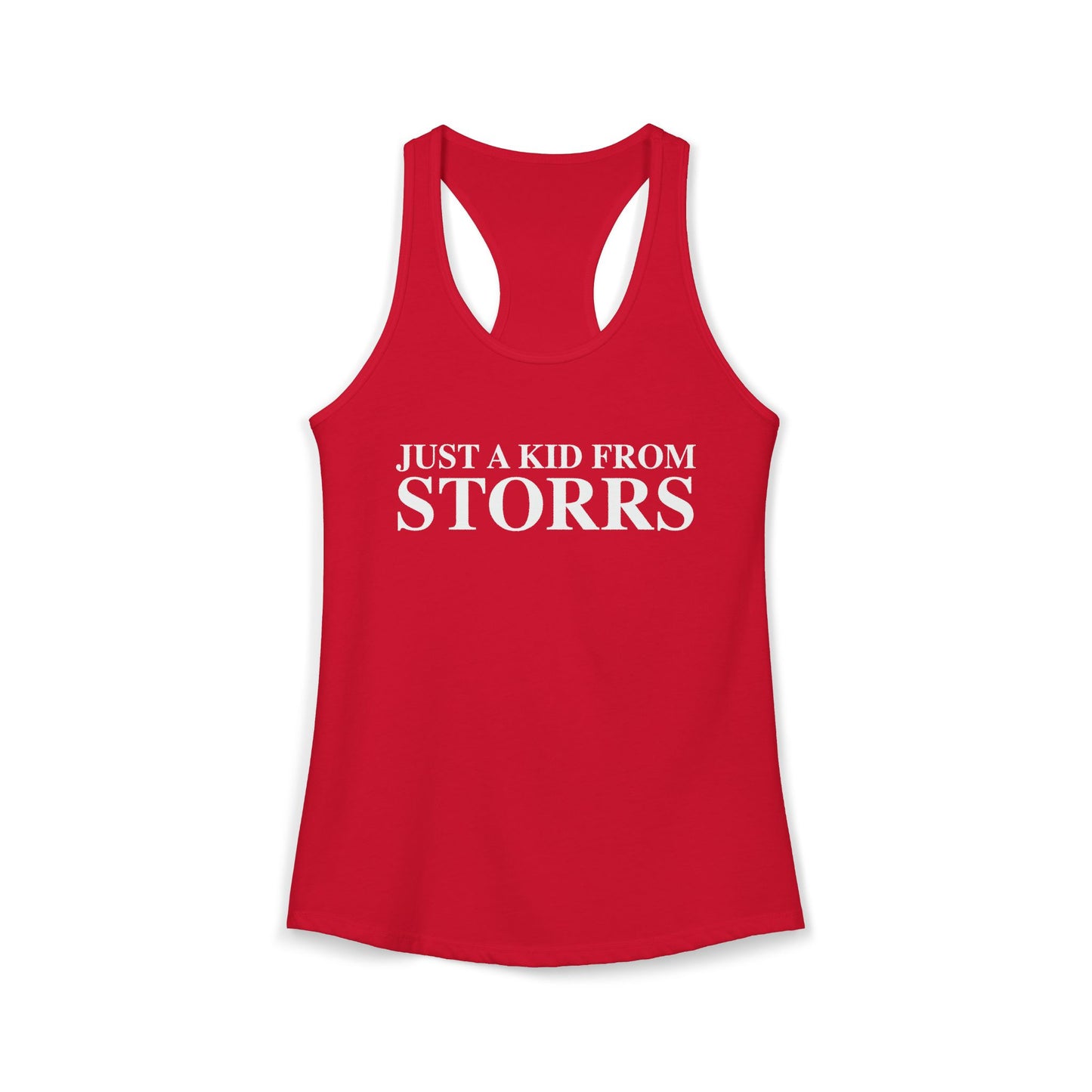 Just a kid from Storrs Women's Ideal Racerback Tank Top