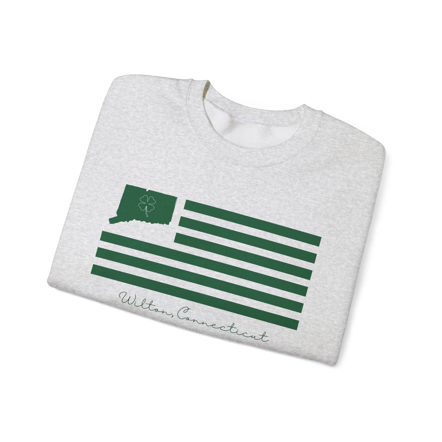 Wilton Connecticut St. Patrick's Day Flag Unisex Heavy Blend™ Crewneck Sweatshirt