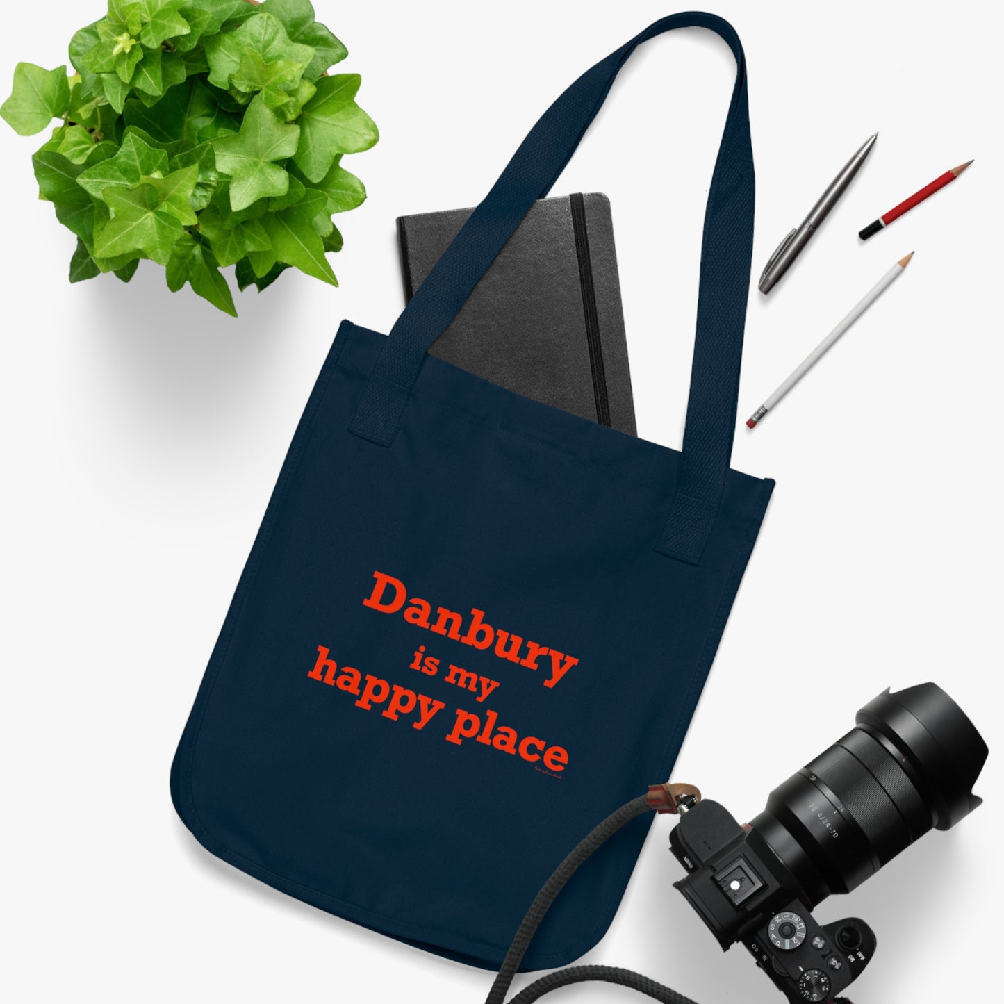 Danbury Is My Happy Place Organic Canvas Tote Bag