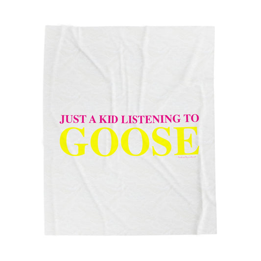 Just a kid listening to Goose  - Yellow & Pink Velveteen Plush Blanket