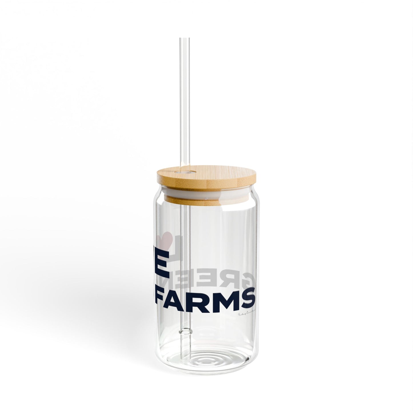 Love Greens Farms Glass Can with Straw and Lid, 16oz