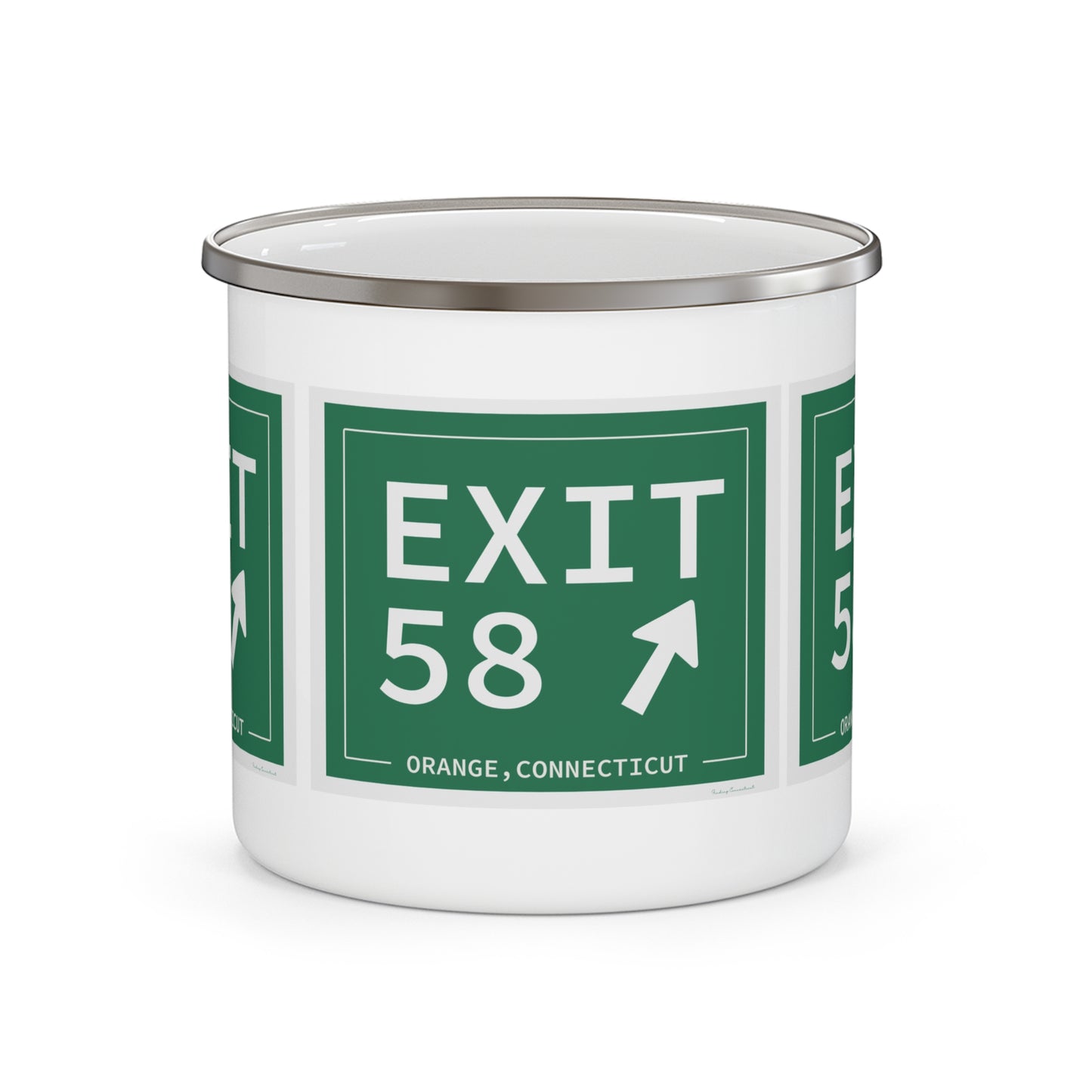Vintage Exit 58 WCP Sign Enamel Camping Mug