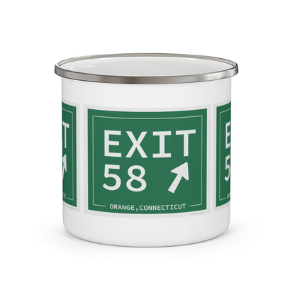 Vintage Exit 58 WCP Sign Enamel Camping Mug