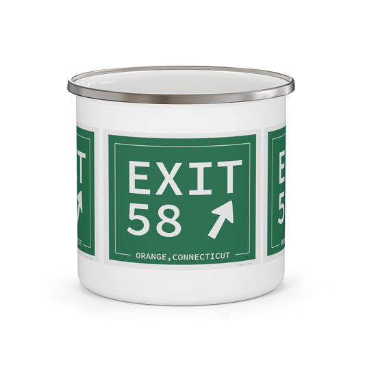 Vintage Exit 58 WCP Sign Enamel Camping Mug
