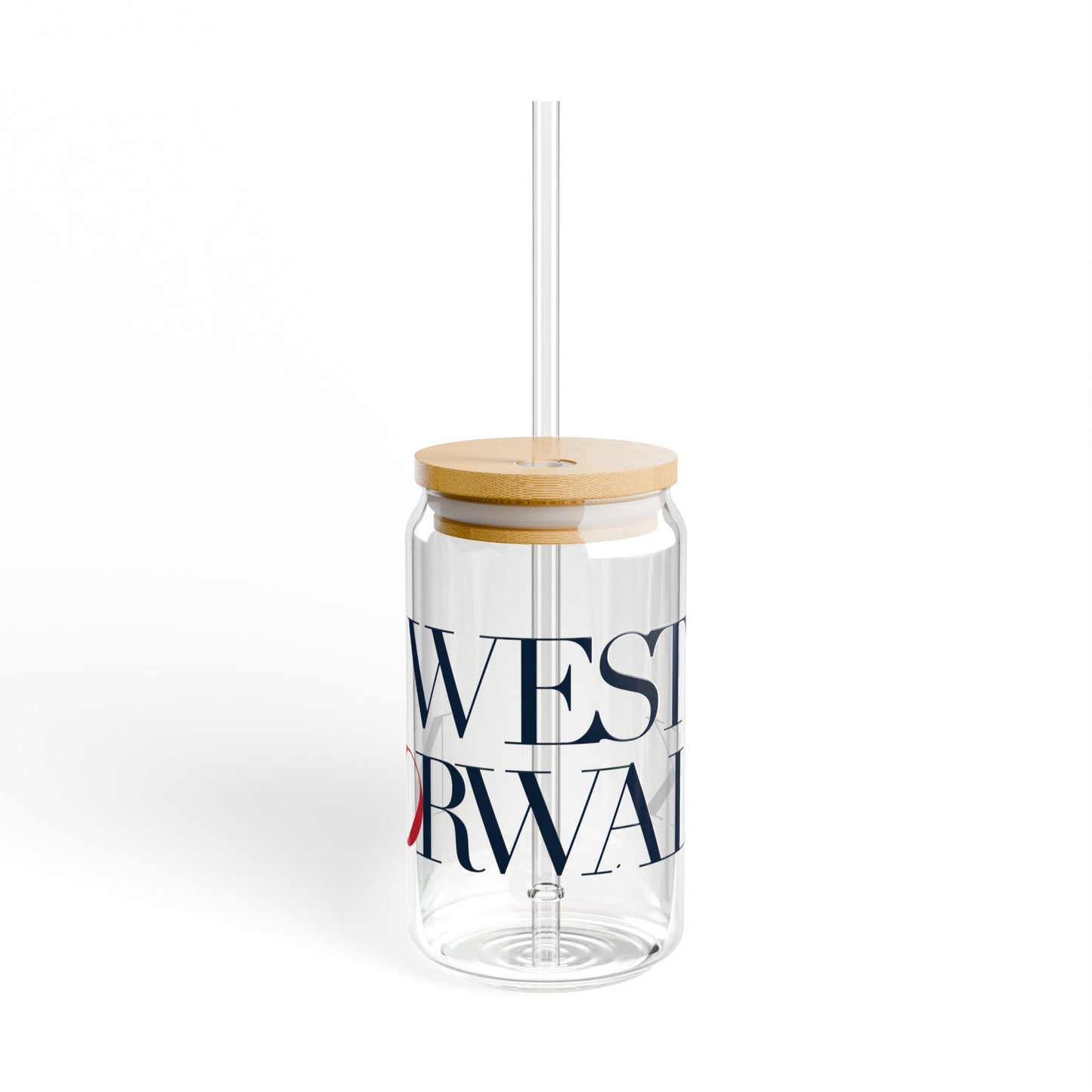 41 Tilt West Norwalk Glass Can with Straw and Lid, 16oz